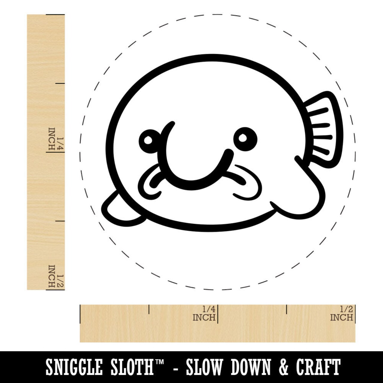 Kawaii Sad Blobfish Rubber Stamp for Stamping Crafting Planners